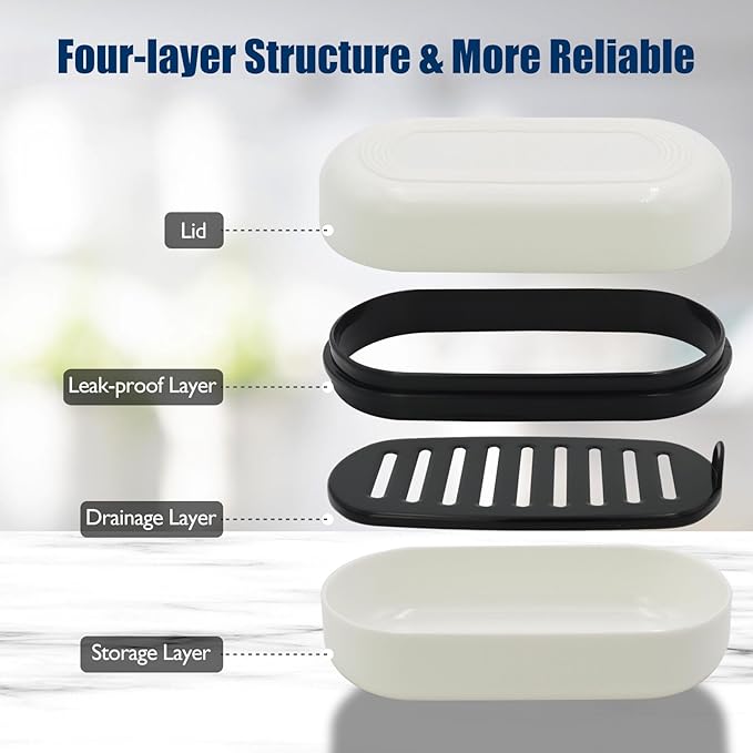 Shampoo Bar Holder Travel Case, Large Soap Holder for 5 oz/10 oz Oversized Bars, Durable & Versatile Storage Soap Container with Drainage Layer (1 Pack, White Style A-Large)-Velvo Beauty