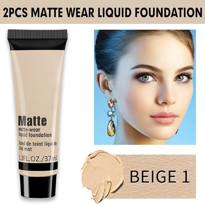 1 Pack Liquid Foundation Cream for Face Makeup,Durable Full Coverage Matte Concealer Make Up,Oil Control & Waterproof Base Primer -1 Fl.Oz (BEIGE 3#)-Velvo Beauty