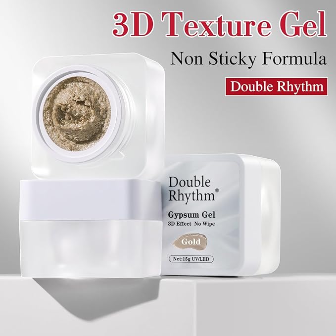 Double Rhythm 3D Nail Gel Solid Sculpting Gel for Nail Art Non-Sticky Hard Gel for Building Carving Molding Nail Extension Soak Off UV/LED Salon Home DIY 0.5 Oz (Gypsum Dark Gold)-Velvo Beauty