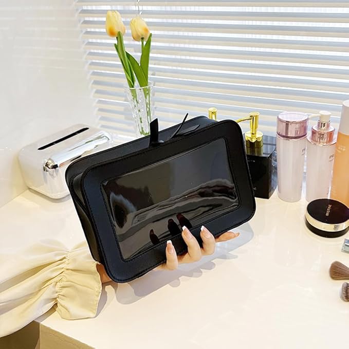 Clear Makeup Bag Small, TSA Approved Portable Toiletry Bag with Zipper Cosmetic Travel Bag Makeup Organizer Case Mini Makeup Pouch for Purse Car Organizer Bag for Women Men-Velvo Beauty