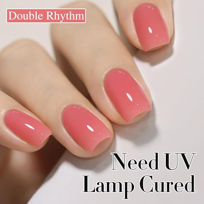 Double Rhythm 0.5Oz Translucent Gel Polish Sheer Neutral Natural Light Milky Same Color Same Bottle 15ML Jelly Gel Polish Art DIY at Home (Pink Rose-A1382)-Velvo Beauty