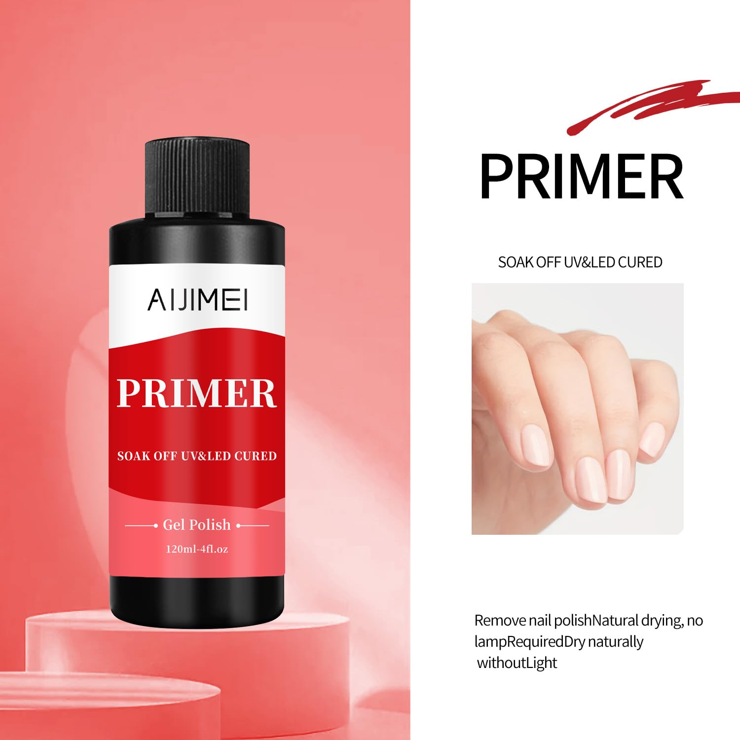 AIJIMEI 120ml Rapid-Dry Nail Primer, Nail Primer for Stronger Nails Enhances Adhesion & Shine Primer for Nail, Sensitive Skin Nail Care Compatible with All Polishes Nail Art 4fl.oz-Velvo Beauty
