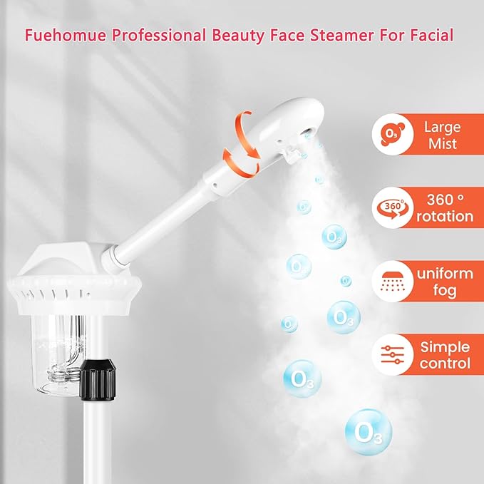 Professional Facial Steamer, Esthetician Steamer on Wheels, Stand Face Steamer for Facial Deep Cleaning, Steamer for Facial for Personal Care or Spa, Moisturizing and Hydrating-Velvo Beauty