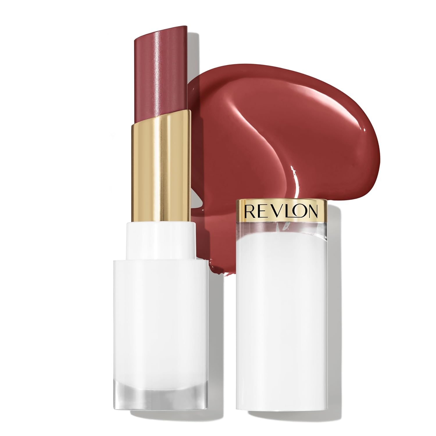 REVLON Super Lustrous Glass Shine Balm, Hydrating Tinted Lipstick, Sheer, Glossy Shiny Finish, 008 Rum Raisin, 0.11 oz-Velvo Beauty