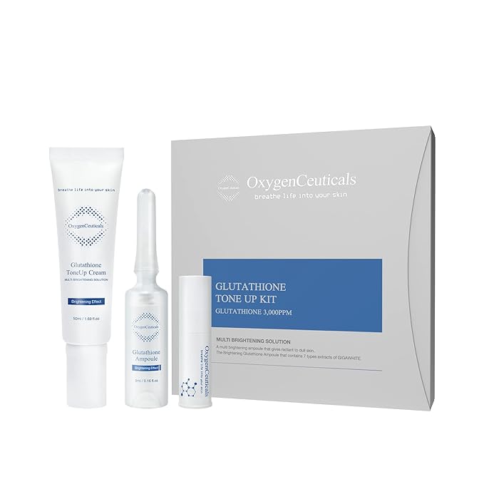 Instant Brightening Kit with Glutathione and Niacinamide | OxygenCeuticals Glutathione ToneUp Kit | Intensive Brightening Ampoule and Cream | 2 Pcs Set | Made in Korea-Velvo Beauty