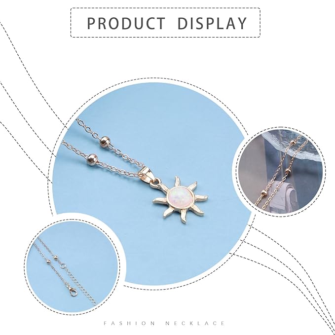 Bohemia Sun Choker Necklace Chain Sunflower Opal Pendant Necklace Gold Satellite Necklace Minimalist Sunflower Necklace Chain Jewelry for Women and Girls-Velvo Beauty