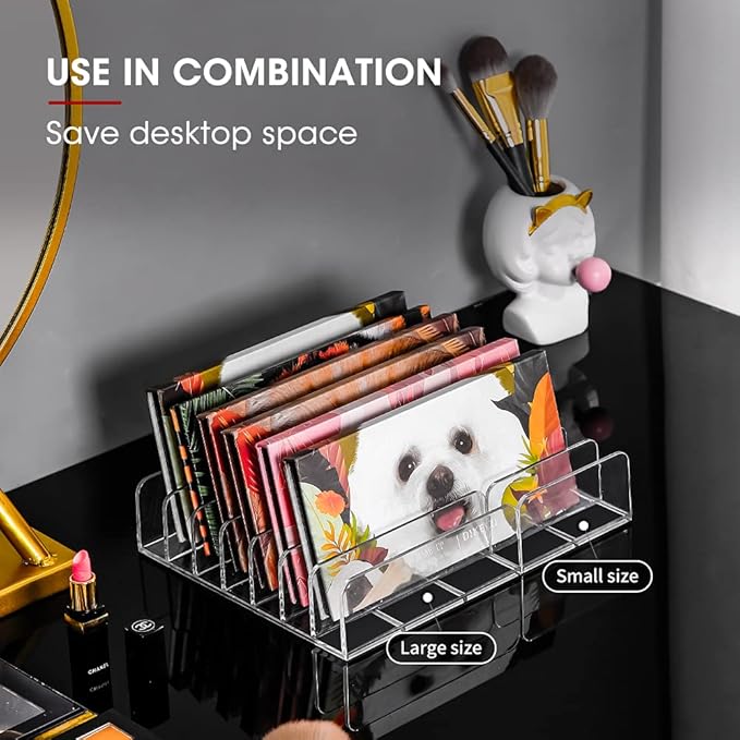 Eyeshadow Makeup Palette Cosmetic Organizer - Waterproof Eyeshadow Organizer for Eye Makeup Palette,Bathroom Countertop,7 Sections (2PCS-Small&Large)-Velvo Beauty