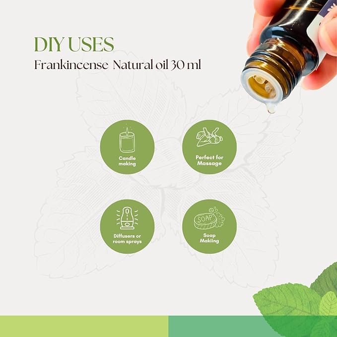 Roots & Above Pure Natural Frankincense Oil 1.01 oz/30ml for Diffusers, Hair, Skin Care, Face, Body, Massages & Soap and Candle Making-Velvo Beauty
