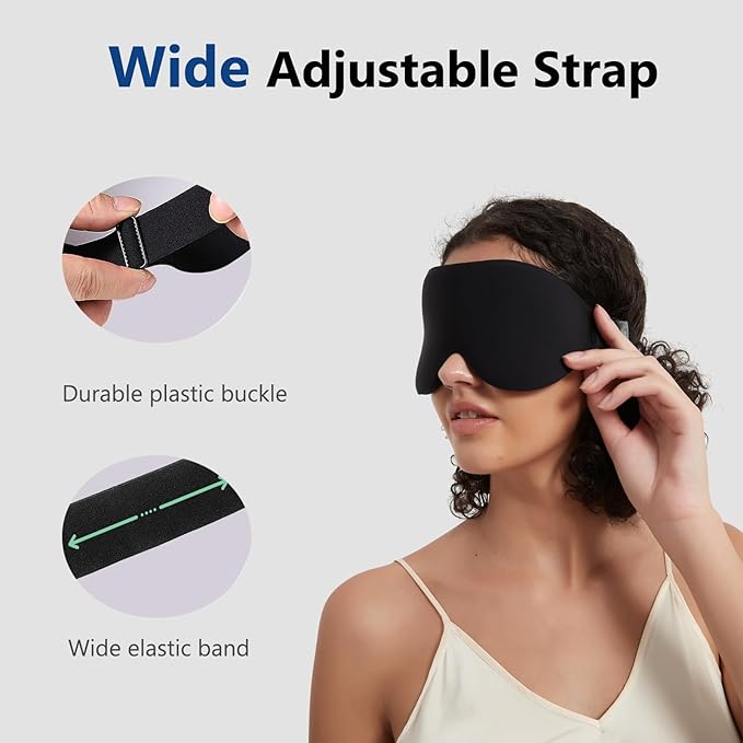 ALASKA BEAR Sleep Mask Memory Foam Contoured Eye Cups for Women and Men, Soft 3D Blackout Eye Mask for Sleeping No Pressure on Eyelids and Eyelashes Protection, Earplugs Set, Black-Velvo Beauty