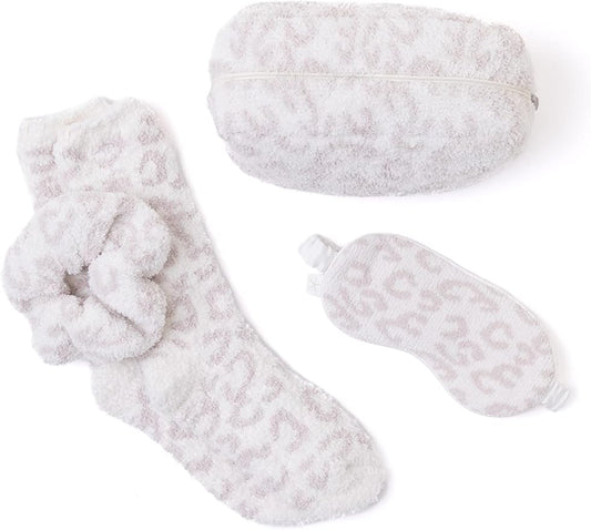 Barefoot Dreams In The Wild Eye Mask, Scrunchie, Socks Set Cream/Stone One Size-Velvo Beauty