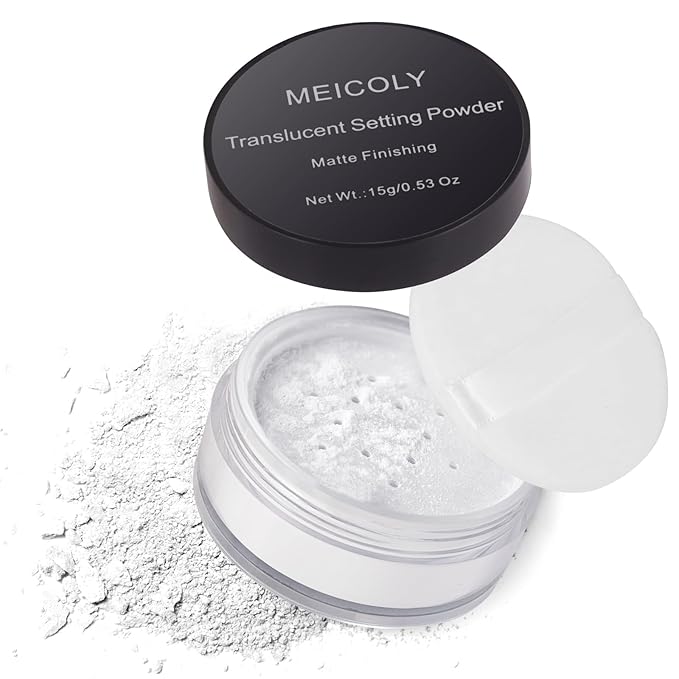 MEICOLY Talc-Free Setting Powder with Sifter,Long Lasting Loose Face Powder,Translucent Powder Colorset Powder,Matte Finishing White Face Paint Setting Powder for Halloween SFX Makeup,Oil Control-Velvo Beauty