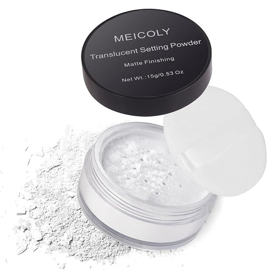 MEICOLY Talc-Free Setting Powder with Sifter,Long Lasting Loose Face Powder,Translucent Powder Colorset Powder,Matte Finishing White Face Paint Setting Powder for Halloween SFX Makeup,Oil Control-Velvo Beauty