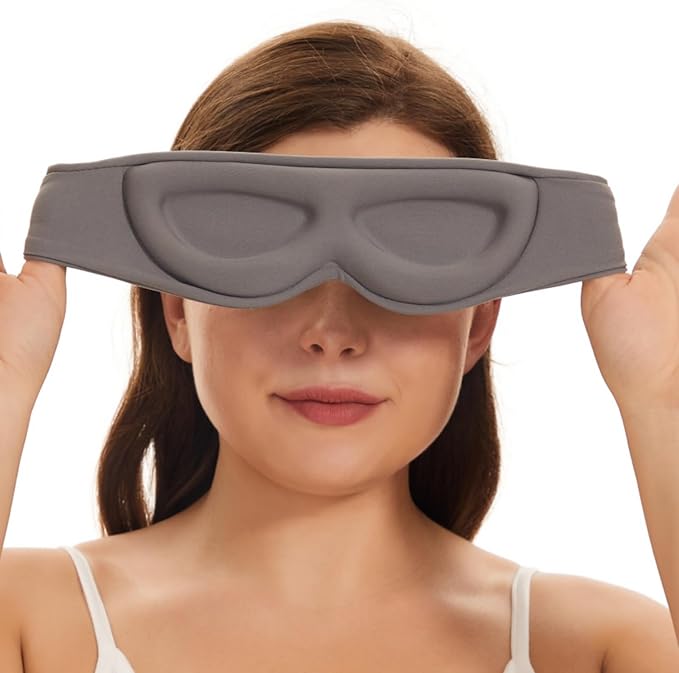 ALASKA BEAR Sleep Mask for Side Sleepers Patented Design, Cup-Shaped and Extra-Soft, 100 Blackout Eye Mask Shades Cover for Men and Women Home or Travel, Machine Washable, Dark Grey-Velvo Beauty