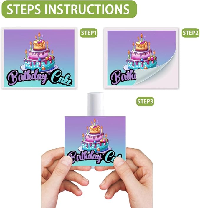 OLYCRAFT 100Pcs 4 Styles Lipstick Tag Stickers Birthday Cake Lip Balm Label Sticker 2.1x1.7 inch Self Adhesive Lipstick Labels with Happy Birthday for Lip Balm Container Tubes Wrapping Decorations-Velvo Beauty