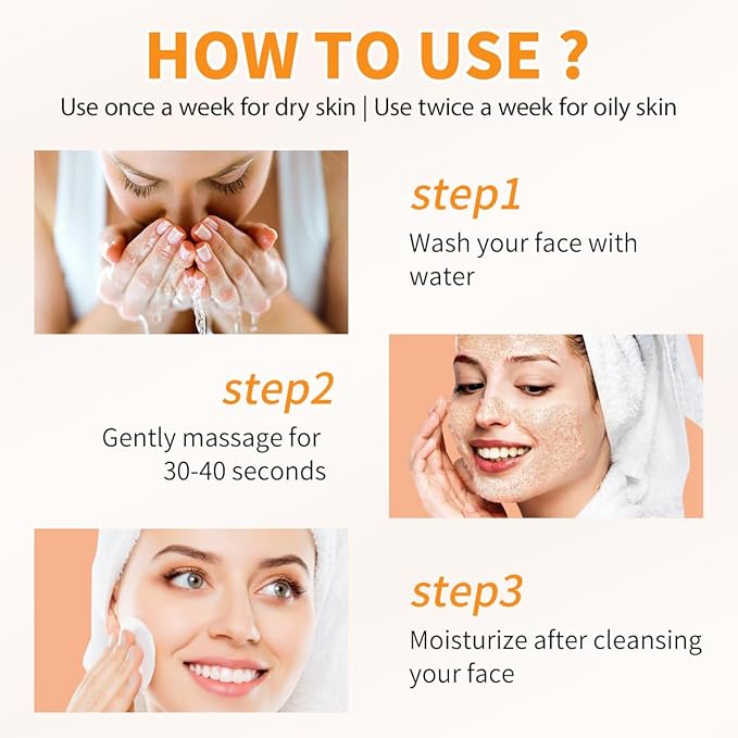 Vitamin C Face Scrub, Exfoliating Facial Wash with Retinol, Facial Scrub,Facial Exfoliating Scrub, Facial Scrubs for Women,Deep Cleansing Face Wash Cleanser for Women Men-Velvo Beauty