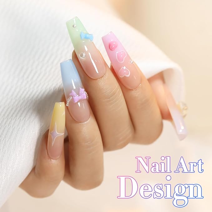 Double Rhythm 6 Pcs 15 ML Gel Polish Set Same Color Same Bottle Soak Off Gel Polish Kit Nail Art Manicure Salon DIY at Home for Women (Jelly Pink Purple Green Yellow Blue-T6-22)-Velvo Beauty