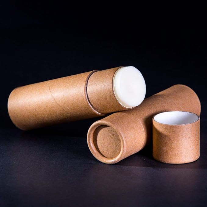 10 Pcs 1oz Cardboard Lip Balm Tubes Kraft Paper Lipstick Tube Empty Lip Gloss Containers Refillable Chapstick Container Round Paper Solid Tube for DIY Cosmetic Samples Lotion Deodorant,Brown-Velvo Beauty