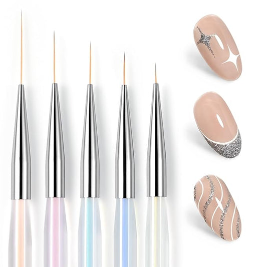 GAOY 5Pcs Nail Art Liner Brushes, Professional Painting Art Pen Set, Nail Design Tools for French Liner, Thin Details and Fine Drawing-Velvo Beauty