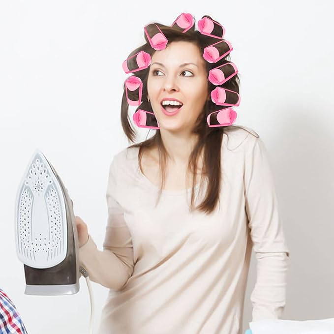 12 Pcs Foam Sponge Hair Rollers 2.4 Inch Hair Curlers to Sleep In Soft Sleep Rollers for Curls Style Heatless Curler Hair Christmas Party Hairstyles-Velvo Beauty