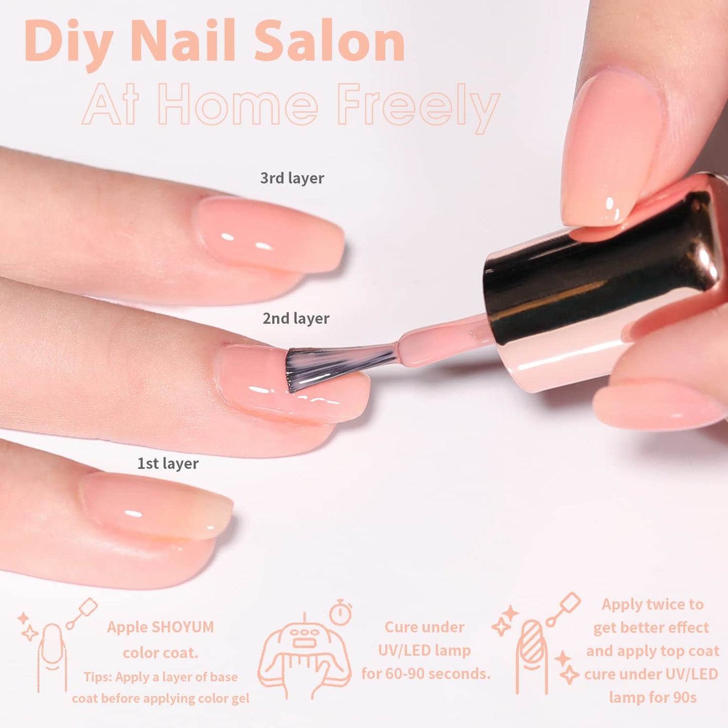 Jelly Pastel Gel Nail Polish Set 10Pcs Candy Colors Collection,Translucent Spring Summer nail gel polish Manicure at Home DIY Easter Mother's Day Gifts-Velvo Beauty