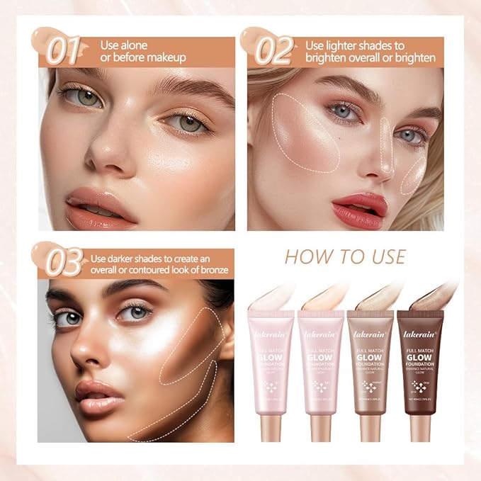 Full Match Glow Foundation, Enhance Foundation Natural Glow, Professional Coverage for a Flawless Look (Medium, Large)-Velvo Beauty