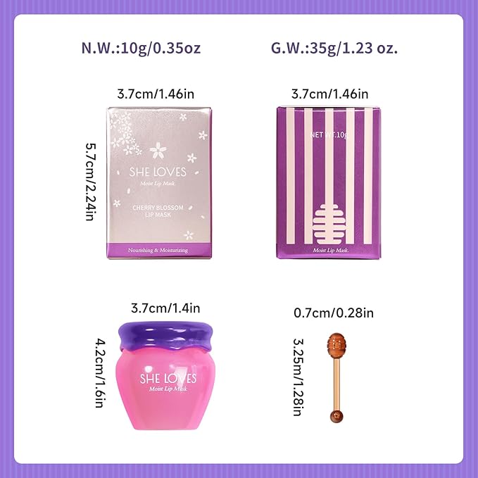 Lip Mask Overnight Lip Sleeping Masks Honey Lip Balm, Fade Lip Lines Bee Lip Balm Honey & Sakura Day and Night Repair Lip Sleeping Masks Honey Lip Balm (Sakura (Night))-Velvo Beauty