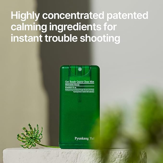Pyunkang Yul PKY Ultimate Get Ready Quick Clear Mist for Sensitive Skin, Intensely Calms & Soothes Redness with Cica & Tea Tree, Compact size, Korean Skincare (0.51 Fl. oz, 15ml)-Velvo Beauty