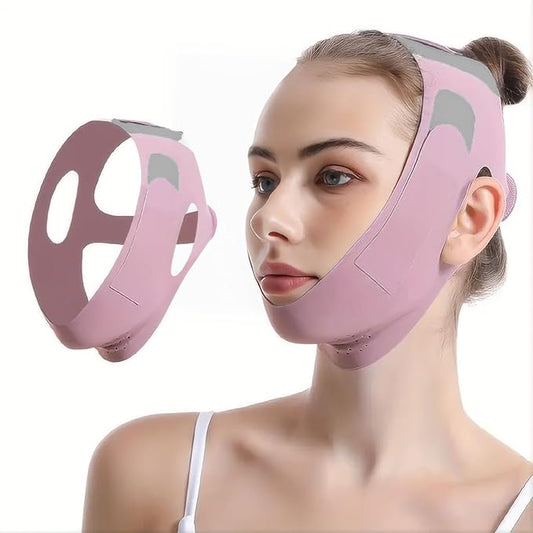 Face Slimming Mask, Breathable Mesh Design，V Line Face Lifting Strap and V Line Face Shaping Belt - Chin and Cheek Lifting Bandage for V Face Lift - Sleeping Mask Strap for Women - pink-Velvo Beauty