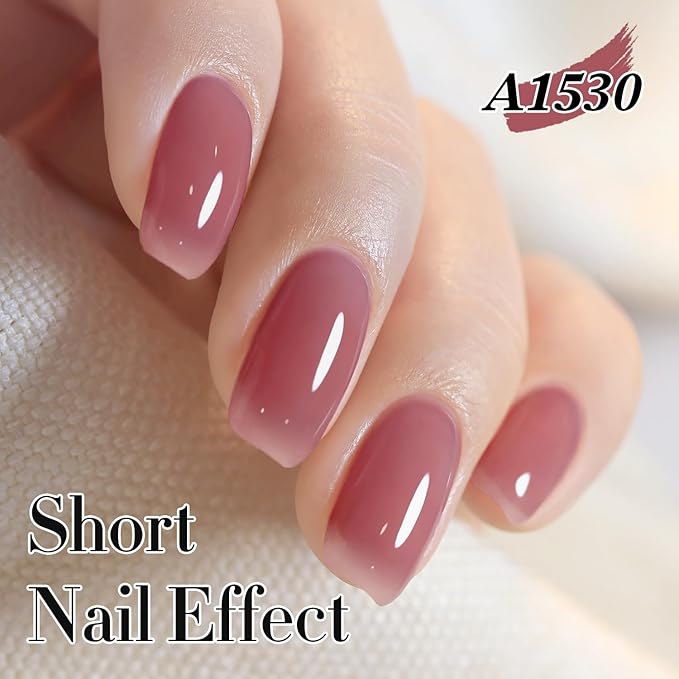 Double Rhythm 0.50 OZ Translucent Gel Polish Same Color Same Bottle Sheer Pastel Neutral Natural Milky 15 ML Jelly UV Nail Art DIY at Home (Light Plum-A1530)-Velvo Beauty