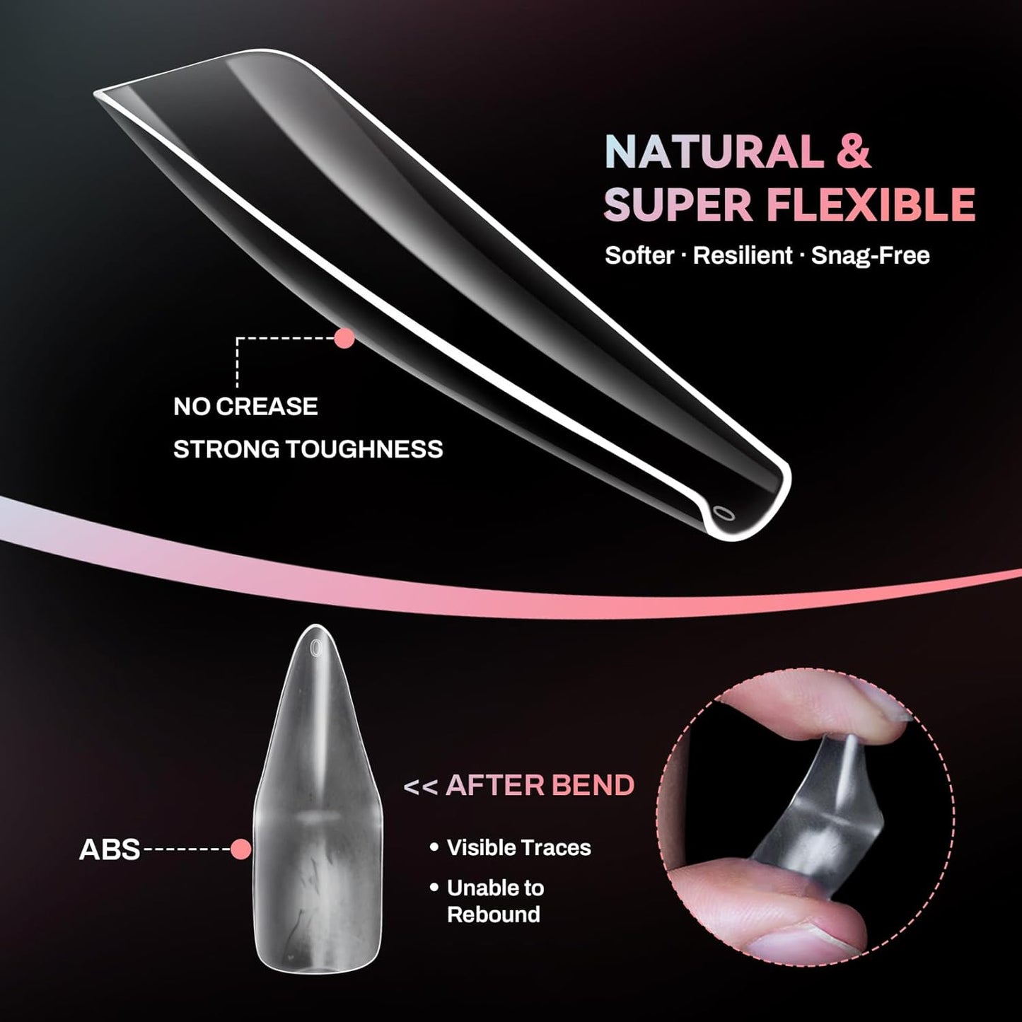 Ranrose Long Coffin Nails Tips: 240pcs XXL Acrylic Nails Clear C Curve Coffin False Nail, Full Cover Fake Nails for Nail Extension, 12 Sizes-Velvo Beauty