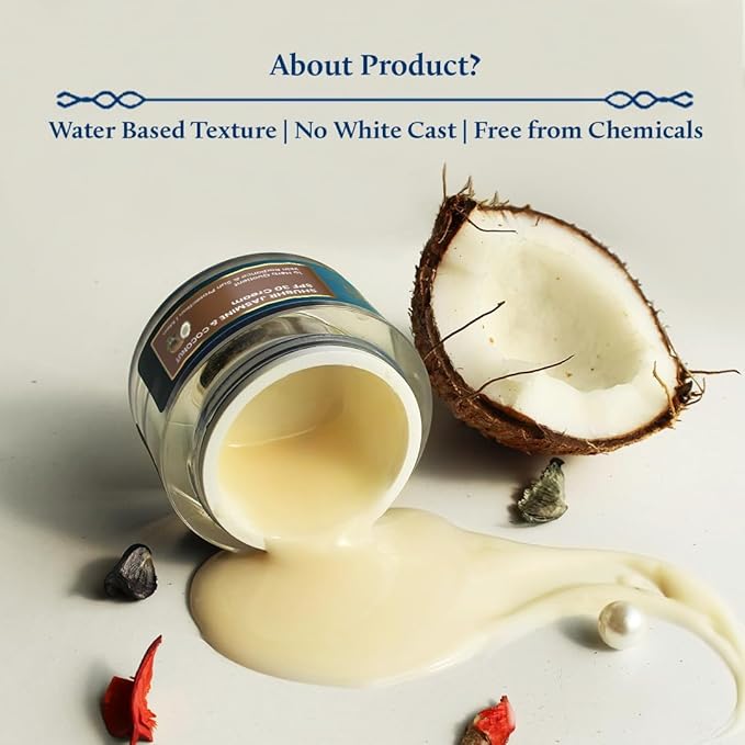 Blue Nectar Coconut Face Cream with SPF 30 Sunscreen for Men | Plant Based Oil Free Moisturizer for Face with Vitamin E |Sunscreen for Oily, Dry & Sensitive Skin (16 Herbs, 1.76 FlOz)-Velvo Beauty