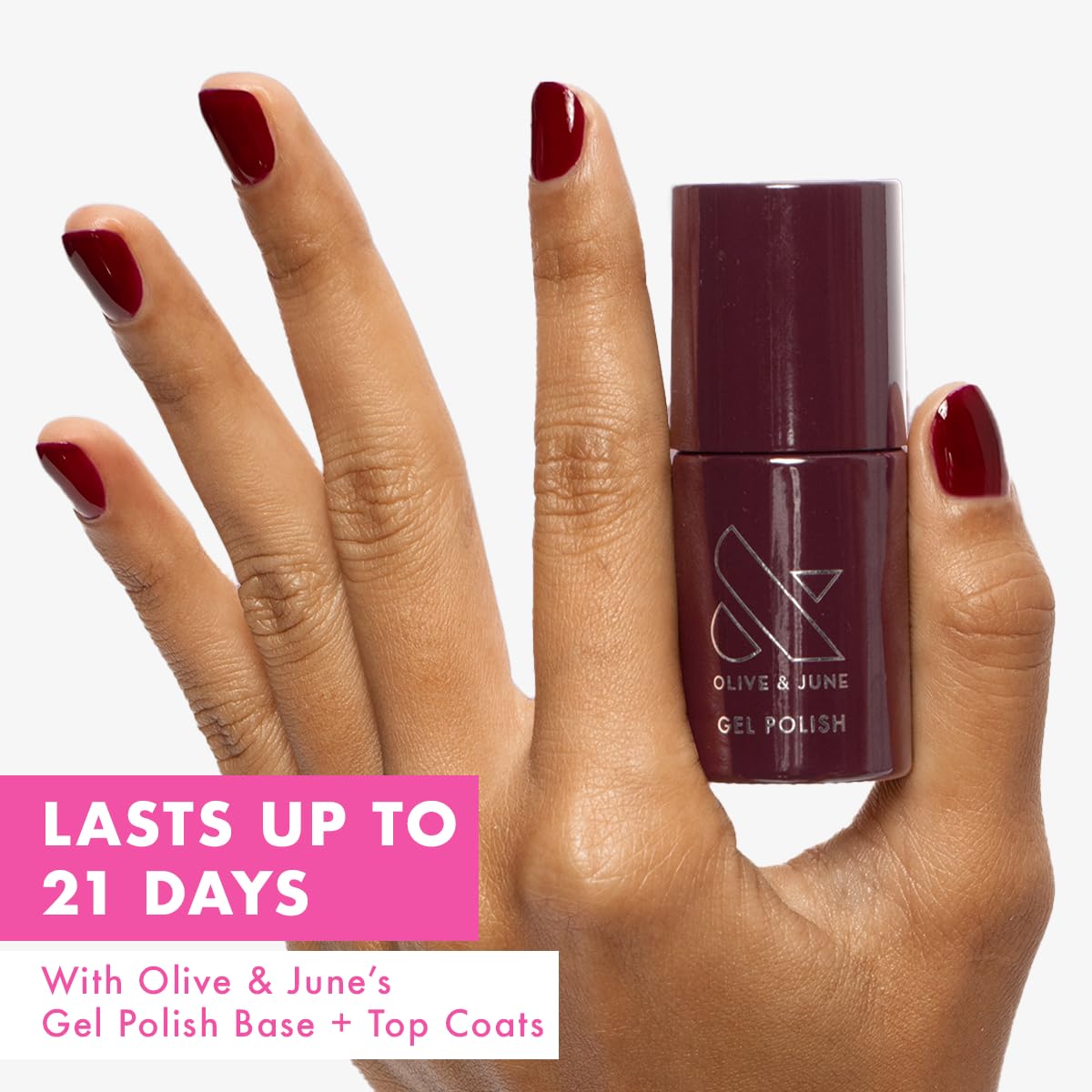 Olive & June Gel Polish | UV LED Nail Lamp Needed | Long Lasting Formula | Up to 21 Days of Wear | Damage-Free Removal | Salon-Quality Manicure, Pedicure at Home | Obsessed | Dark Ruby-Velvo Beauty