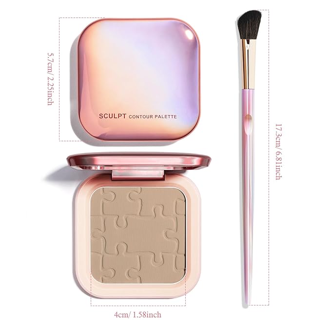 Contour Palette with Brush, Cream Contour Powder Palette Bronzer Powder Matte Bronzer Palette Cool Toned Contour Kit with Mirror for Face Sculpting Contour Makeup (#C03 Taupe)-Velvo Beauty