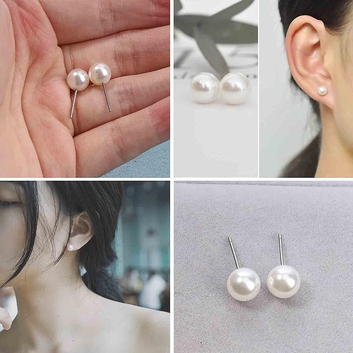 Boho Pearl Studs Earrings Tiny Pearl Earrings Minimalist Earrings Pearl Simple Studs Jewelry for Women Bridesmaid Gifts-Velvo Beauty