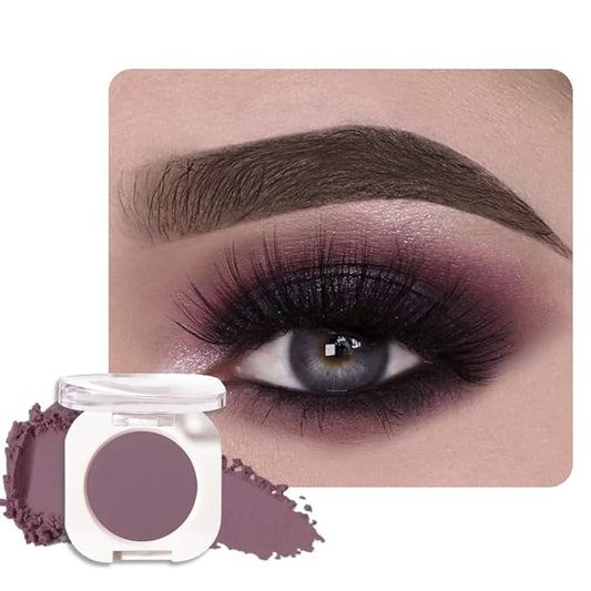 Dark Plum Taupe Single Matte Eyeshadow Makeup, Neutral Powde Eye Shadow for Older Women, Dark Violet Matte Singles Eyeshadow Palette Pigmented Waterproof, Girls Monochrome Vegan Eyeshadows Gift-Velvo Beauty