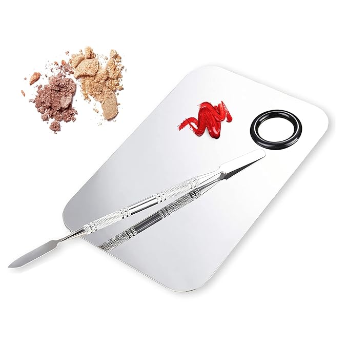 Makeup Mixing Palette, Upgrad Stainless Steel Metal Mixing Tray with Spatula Artist Tool for Mixing Foundation Nail-Art-Velvo Beauty