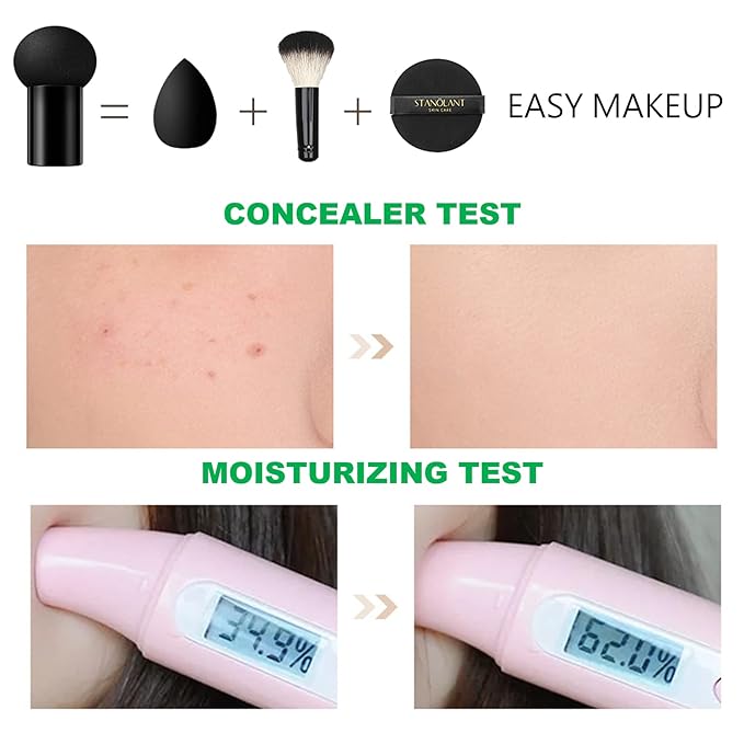 Mushroom Head Air Cushion CC Cream Foundation,QIUFSSE Mushroom Head Foundation BB Cream Makeup Foundation Concealer Brighten Long-lasting Oil Control and Moisturizing-Natural-Velvo Beauty