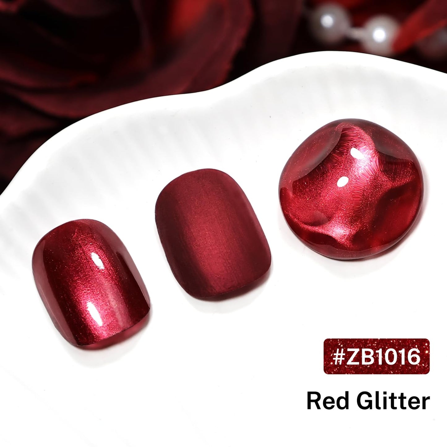 16.5ml Red Glitter Nail Polish Large Volume Quick Dry Nail Polish, Long Lasting Shine, Fingernail Toenail Nail Art DIY Home Travel Nail Art Gift-Velvo Beauty