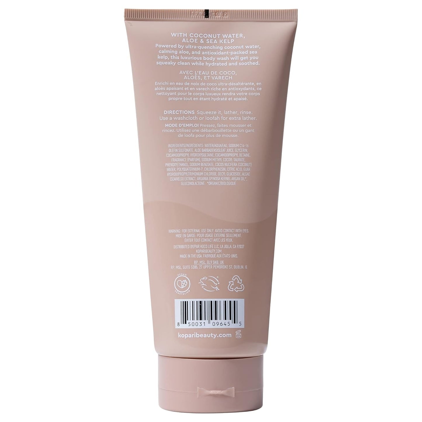 Tahitian Vanilla Hydrating Body Wash with Coconut Water, Aloe & Sea Kelp | Cleanses Without Stripping Moisture or Natural Oils | Infused with Notes of Warm Vanilla | Vegan and Cruelty-Free | 9.0 Oz-Velvo Beauty