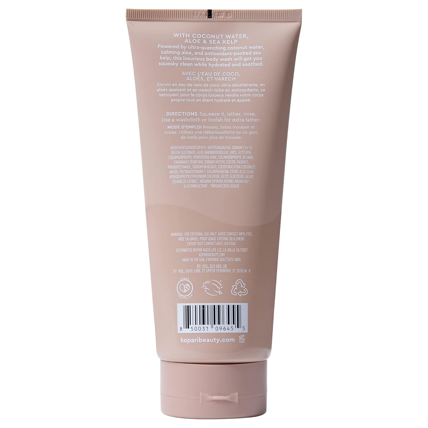 Tahitian Vanilla Hydrating Body Wash with Coconut Water, Aloe & Sea Kelp | Cleanses Without Stripping Moisture or Natural Oils | Infused with Notes of Warm Vanilla | Vegan and Cruelty-Free | 9.0 Oz-Velvo Beauty