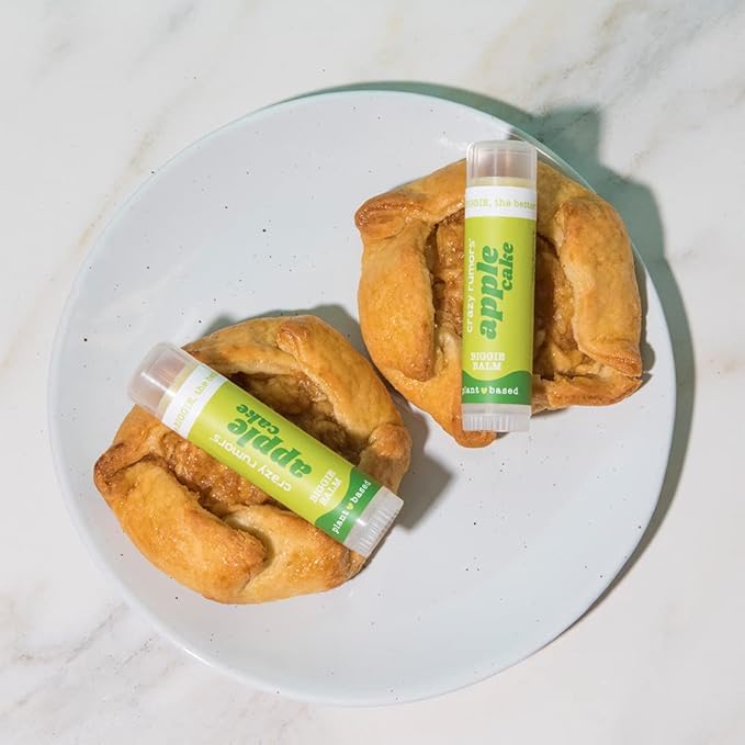 Crazy Rumors Biggie Apple Cake Flavored All Natural, Plant Based Lip Balm to Moisturize and Nourish your Lips - Apple Cake Biggie Tube 0.6 oz (4x Larger than standard 0.15 oz lip balm)-Velvo Beauty