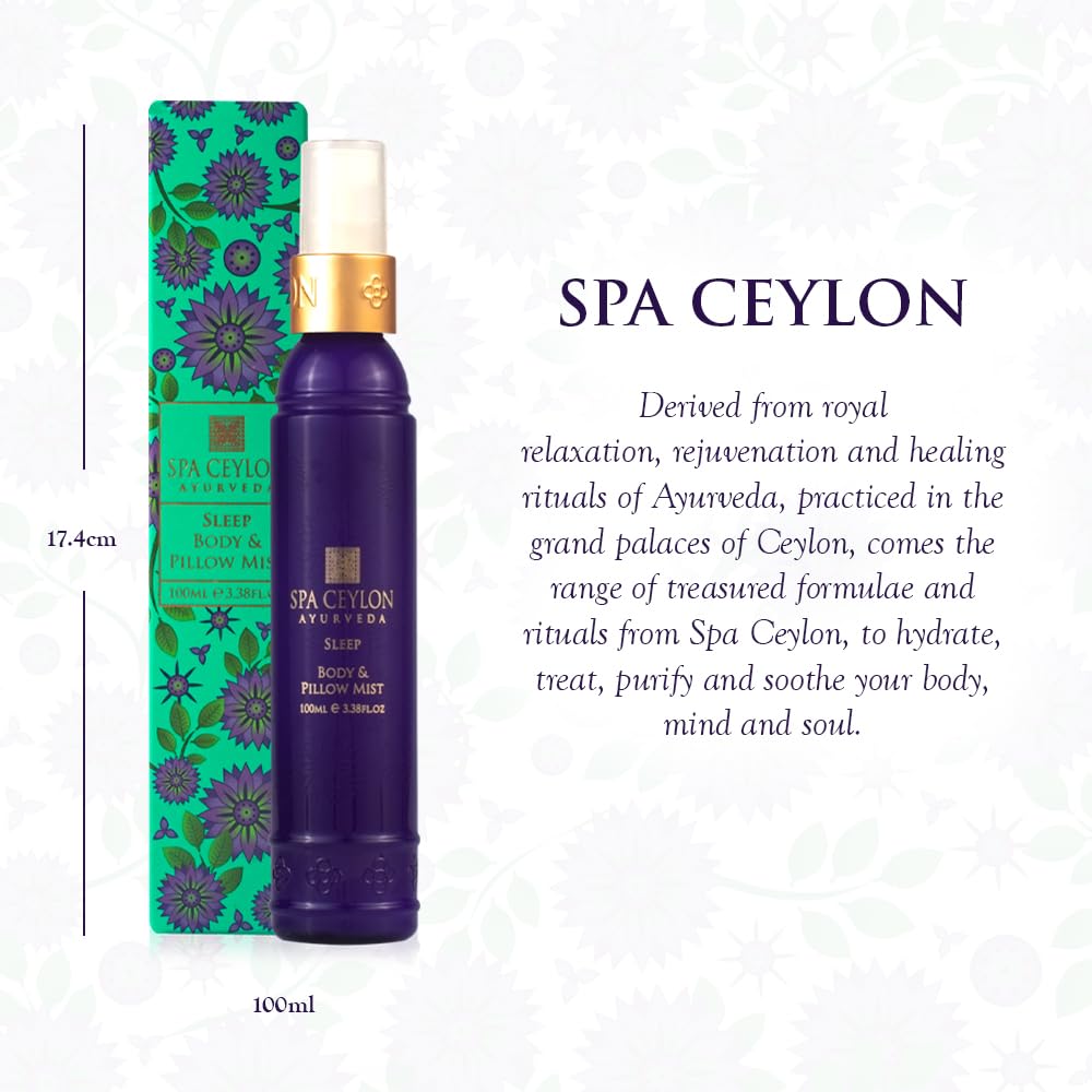 SPA CEYLON SLEEP Body & Pillow Mist | Non-Oily Natural Mist | Reduces Stress | Luxuriously Fragrant | Suitable for all skin types (100 ml, Lavender)-Velvo Beauty