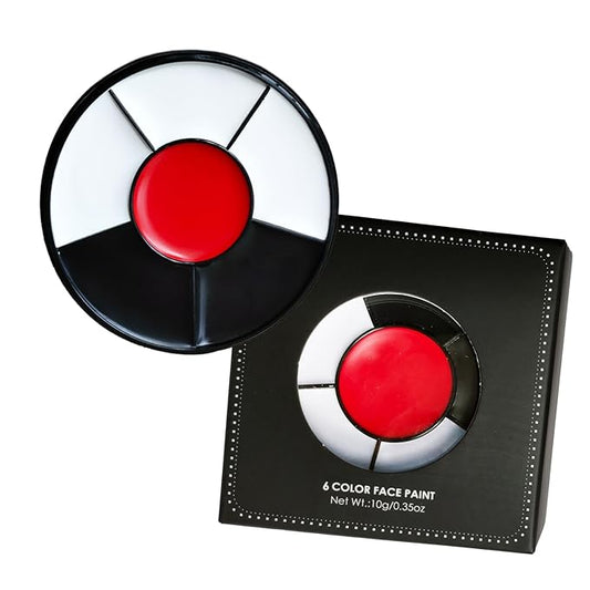 Clown Makeup Kit Face Paint Clown Wheel Black White Red Eye Black Football Softball Baseball Sports,Professional Halloween Joker Zombie Skeleton Vampire Makeup-Velvo Beauty