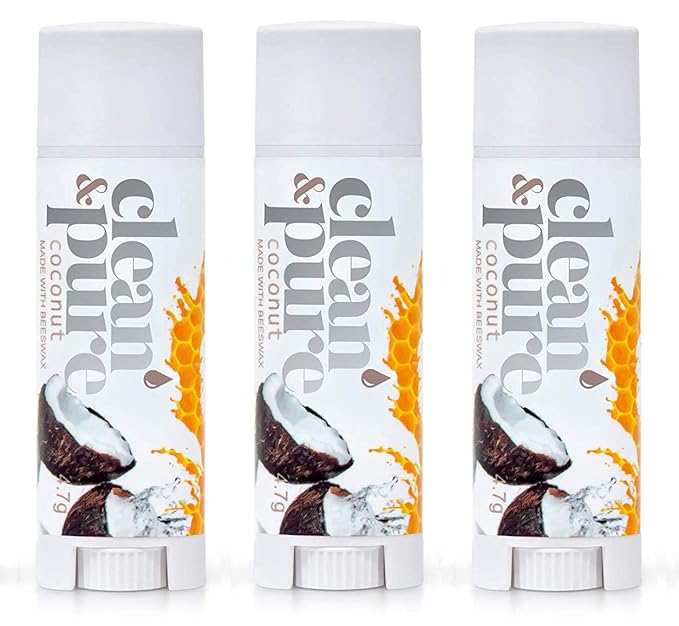 Lip Balm 3-Pack (Coconut) | Lip Care Set With 100% All Natural Beeswax and Vitamin E Oil | Flavored Lip Balm for Dry, Chapped Lips | Made in Australia-Velvo Beauty