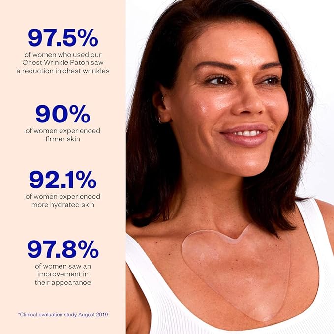 Wrinkles Schminkles Chest, Cleavage & Body Stretch Mark Wrinkle Patches | Reusable Hypoallergenic Pregnancy Safe Silicone Smoothing Pads to Prevent and Reduce Wrinkles & Stretch Marks | 2 Pack-Velvo Beauty