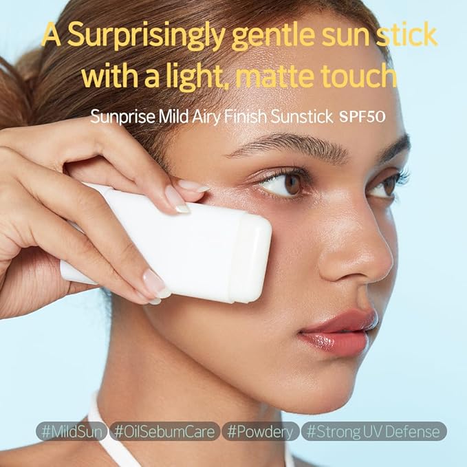 ETUDE Sunprise Mild Airy Finish Sunstick SPF50+ PA++++ Powdery sunscreen, Vegan, Non-Greasy, Sebum Control, Matte Finish, Sensitive Skin Friendly, 19g-Velvo Beauty