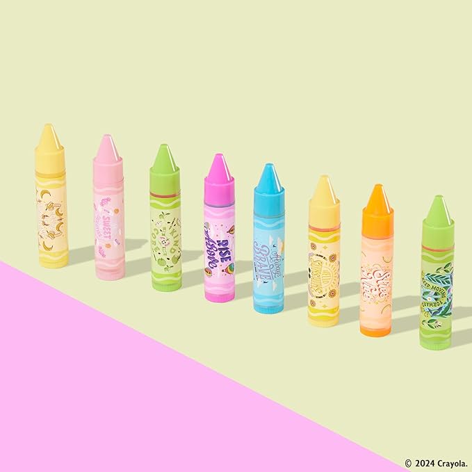 Lip Smacker Crayola Party Pack - 8 Moisturizing Lip Balms, Hydrating & Protecting, Fun Flavors, Glossy Finish, Cruelty-Free - Color of Kindness-Velvo Beauty