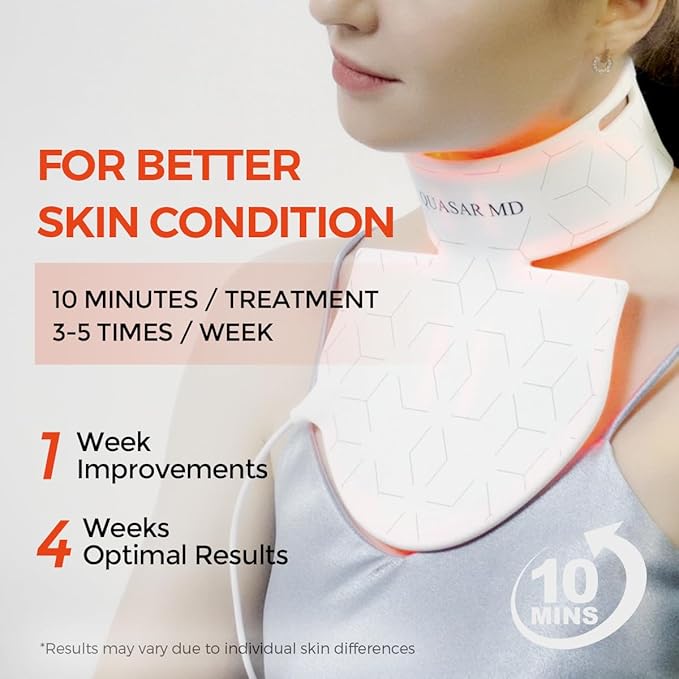 Neck & Décolleté Firming Beauty Device – LED Light Therapy Skin Tone and Texture Enhancement, 630nm and 830nm Dual Wavelengths Emission LED Device, Liquid Silicone-Velvo Beauty