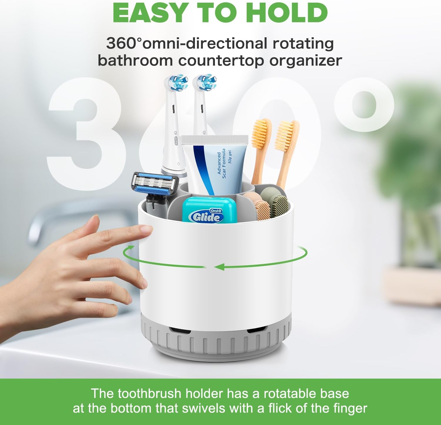 Toothbrush Holders for Bathrooms - White Rotating Kids Electric Toothbrush and Toothpaste Holder, Detachable 6 Slots Tooth Brush Organizer Bathroom Countertop Storage-Velvo Beauty