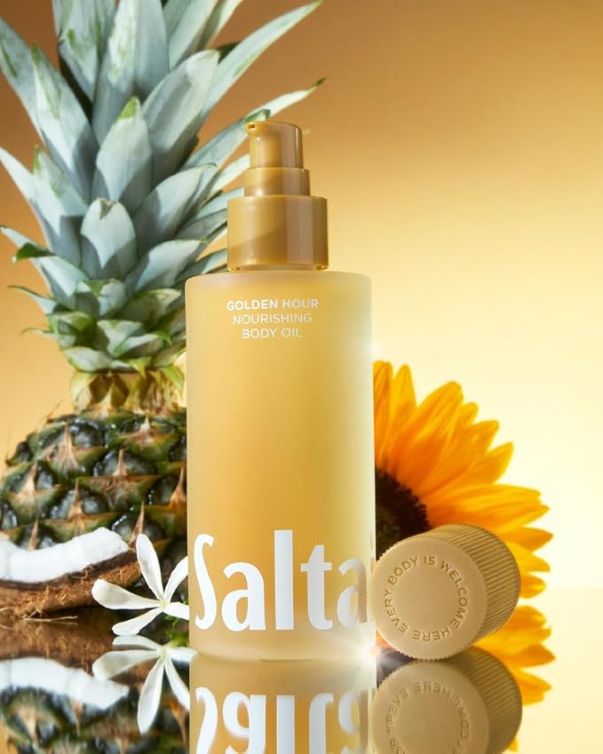 Saltair Body Oil. Luxurious Golden Hour After Shower and Bath Oil Moisturizer for Women and Men. Botanical, Non-Greasy, and Well-Absorbing Lotion for Hydrating Dry Skin. 4oz Pump Bottle-Velvo Beauty